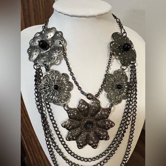 Mixit Cable Flower Collar Necklace - Picture 2 of 5